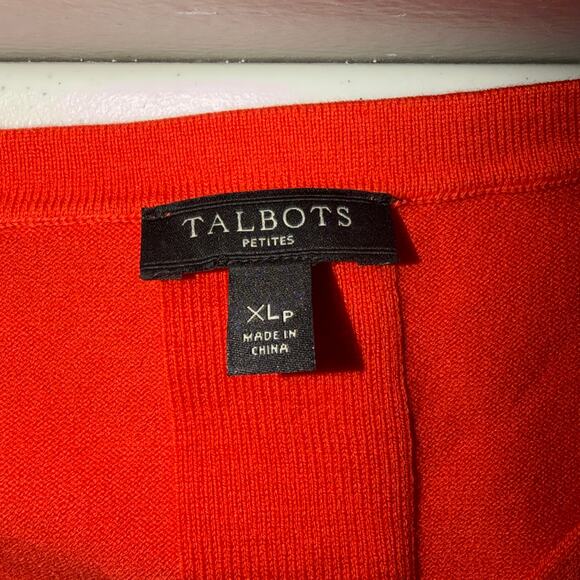 Talbots Petites Womens XL Burnt Orange Long Sleeve V-neck Tight Knit Sweater - Picture 2 of 6